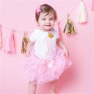 2018 Fashion Girls Clothes 1 Year Birthday Party Set Baby Clothing Children Outfit Romper+Skirt+head