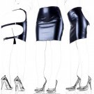 Black PU Leather Fetish Bondage Restraints Butt Exposed Package Skirt Sexy  Adult Games Cosplay  Bds