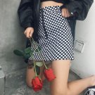2018 Summer Korean Style Harajuku Retro Rok Punk Black White Plaid Circle Zipper Mini Skirt High Wai