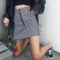 2018 Summer Korean Style Harajuku Retro Rok Punk Black White Plaid Circle Zipper Mini Skirt High Wai