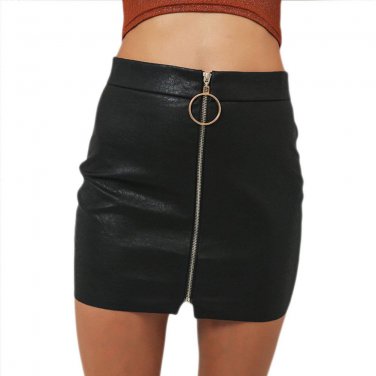 Office Lady  IntellectualSexy Metal Ring Zipper Bag Hip Tight Skirt  Women Girls Pencil Empire Skirt