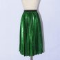 Women Metallic Silver Skirt Midi Skirt High Waist Metallic Pleated Skirt Party Clubwear for Ladies