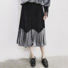TWOTWINSTYLE Metallic Sensation Pleated Skirt Vintage High Waist Midi Tutu Skirts Womens Summer Styl