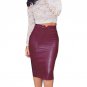 Women Fashion 2016 Solid Pu Leather Badycon Skirt Ladies High Waist Pencil Skirt Black Color pencil