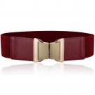 New Stretch Wide Elastic Bowknot Ladies Belts Metal Interlock Gold Buckle Waist Belt For Women\'s Sk