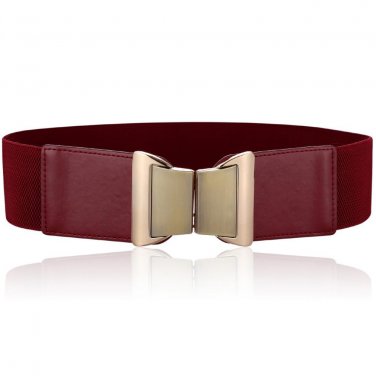 New Stretch Wide Elastic Bowknot Ladies Belts Metal Interlock Gold Buckle Waist Belt For Women\'s Sk
