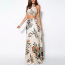 Summer Women 2 Piece Dress Set Crop Tops Bodycon+Long Maxi Skirt Party Floral Beach Dresses