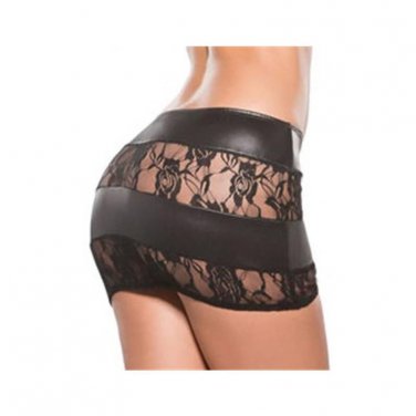XL Plus Size Mini Skirt Porn Sexy Lingerie For Women Black Leather Lace Latex Babydoll Erotic Dress 