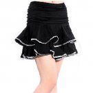 NEW Women skirt Latin dance skirt Latin skirt ballet dance dress-XXL,Black + silver edge