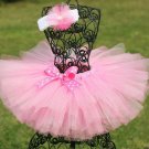 Cute Girls Pink Tutu Skirts Baby Handmade Tulle Pettiskirt with Polka Dots Headband Kids Ballet Danc