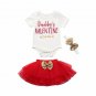 Newborn Baby Girl Clothes Short Sleeve Daddy\'s Valentine Letter Romper Tops+ Tutu Skirt+Headband 3P