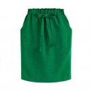 2017 New Spring Summer Midi Skirts Womens Cotton Linen Casual High Waist Package Hip Skirt Bow Loose