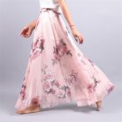 2017 Summer Chiffon Skirt Vintage Bohemia Chiffon Floral Printed Women Boho Floor-Length Long Maxi B