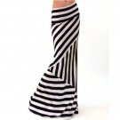 Dropped Waist Fold Over Stretch Long Maxi Skirt White #LWN