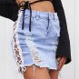 Glamaker Washed denim side lace up women skirt Hollow out fashion pencil skirt Short streetwear casu