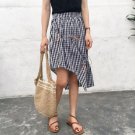 Women\'S Harajuku Ghost Horse Girls Drawstring Irregular Design Sense Grid Half Skirt Female Cute Ko