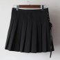 Real shot 2018 Korean new spring and summer college style wind band bow pleated half skirt pants hig