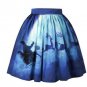 3D Snowman Christmas Print Cosplay Pleated Skirts Women High Waist Knee Length Streetwear Midi Skate