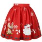 3D Snowman Christmas Print Cosplay Pleated Skirts Women High Waist Knee Length Streetwear Midi Skate