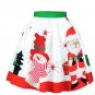 3D Snowman Christmas Print Cosplay Pleated Skirts Women High Waist Knee Length Streetwear Midi Skate