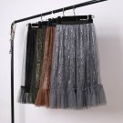 Hot 2017 Winter Spring High Waist Velvet Pleated Skirts Women Vintage Velour Maxi Skirt Ladies Korea