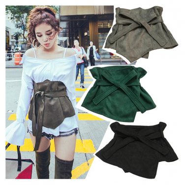 35Cm Ultra Wide Width Velvet Corset Belt Bow-Tie Ruffle Skirt Peplum Belts For Women Decorative Cumm