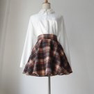 Above Knee Scotland Style S M L Xl Xxl Winter Skirt Empire Waist Thin Woolen Plaid Flare Short Mini 