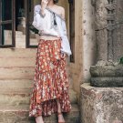 Vintage Mermaid skirts womens 2017 summer beach Elegant chiffon high waist skirt flower boho print m