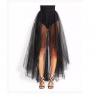 Vintage Black High Low Tulle Skirt Sexy 2 Layers Tulle Overskirt Women Floor Length Chic Tutu Overla