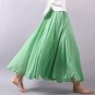 Women Summer Long Skirts Linen Cotton Elastic Waist Pleated Maxi Skirts Beach Boho Vintage Skirts S3