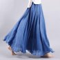 2017 Summer Women Linen Cotton Maxi Skirts Elastic Waist White Female Long Pleated Skirts Casual Boh