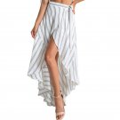 High waisted skirts womens high low striped fabric print wrap long black white maxi skirt boho style