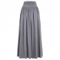 Fashion Cotton Long Skirts Womens Floor Length Pleated Autumn Maxi Skirt High Waist Stretch Casual B