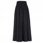 Fashion Cotton Long Skirts Womens Floor Length Pleated Autumn Maxi Skirt High Waist Stretch Casual B