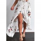 Vintage floral print long skirts women Summer elegant beach maxi skirt 2017 Boho high waist white as