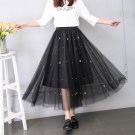 Brand New Fashion 2017 Ladies 6 Colors 2 Layer Elastic Pearl Pleated Skirt Long Tulle Skirts Straigh