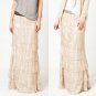 New Casual Women\'s Lace Long Elastic Flowy Pleated High Waist White Beige Colors Boho Maxi Straight