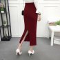 ELEXS Women Winter Long Woolen Skirt Elastic Waist Pencil Skirt Woman Office Skirt Jupe Vintage Femm