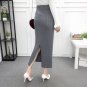 ELEXS Women Winter Long Woolen Skirt Elastic Waist Pencil Skirt Woman Office Skirt Jupe Vintage Femm
