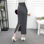 ELEXS Women Winter Long Woolen Skirt Elastic Waist Pencil Skirt Woman Office Skirt Jupe Vintage Femm