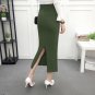 ELEXS Women Winter Long Woolen Skirt Elastic Waist Pencil Skirt Woman Office Skirt Jupe Vintage Femm