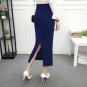ELEXS Women Winter Long Woolen Skirt Elastic Waist Pencil Skirt Woman Office Skirt Jupe Vintage Femm