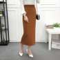 ELEXS Women Winter Long Woolen Skirt Elastic Waist Pencil Skirt Woman Office Skirt Jupe Vintage Femm