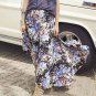 Boho Shirred Waist Long Maxi Skirt Women Vintage Floral Print Front Split Skirts Gilrs Beach Skirt S
