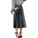 PU Leather Skirt Hot Explosion Models Retro Big Swing Pleated Skirt High Quality Skirts Fall 2017 Fa