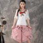 Summer Women Flower print Ethnic Wide Leg Pant Loose Chiffon Dress Pants short Female Casual Skirt T