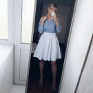 HYH HAOYIHUI Zipper White Skirt Women A-line High Waist Slim Basic Pleat Skirt Ladies Elegant Party 