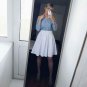 HYH HAOYIHUI Zipper White Skirt Women A-line High Waist Slim Basic Pleat Skirt Ladies Elegant Party