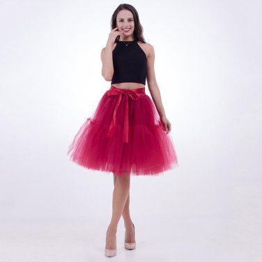 Brown Layered Ruffle Mesh Midi Tulle Skirt Adult Sexy Clubwear Tutu Skirts Womens Skirt Wedding Unde