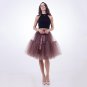 Brown Layered Ruffle Mesh Midi Tulle Skirt Adult Sexy Clubwear Tutu Skirts Womens Skirt Wedding Unde